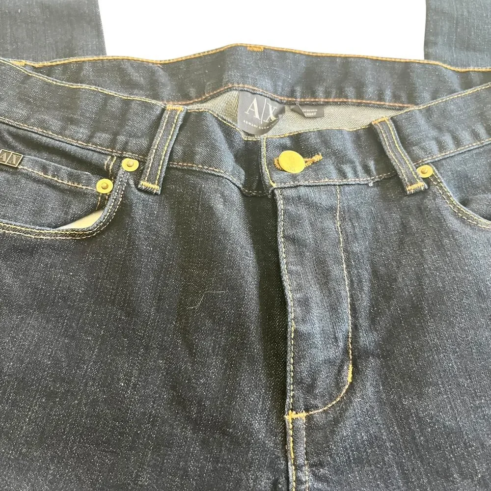 Armani Exchange Mid Rise Dark Wash Blue Denim Skinny Jeans Size 29 Short